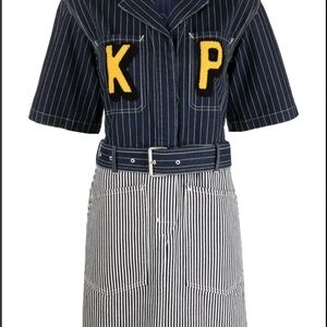 Kenzo logo-patch striped denim shirt dress